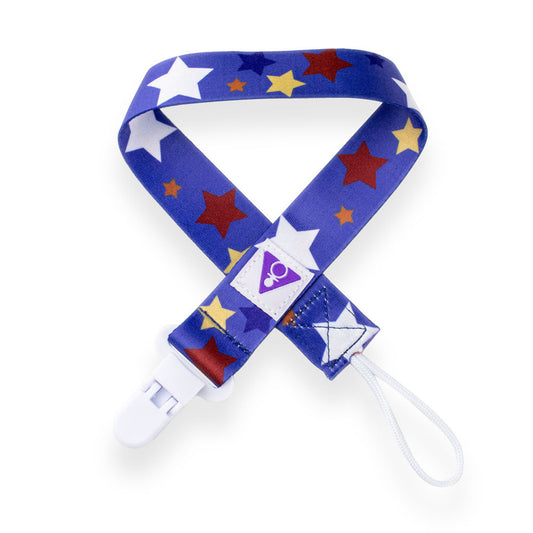 Pacifier Addict - Adult Pacifier Clip - Stars on Blue