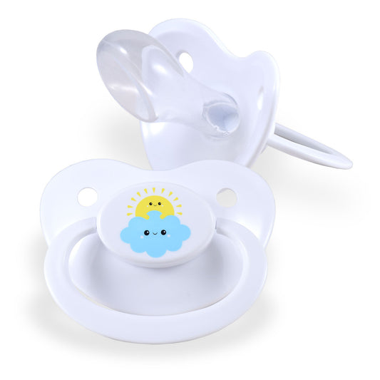 Fixx - Jumbo Adult Pacifier - Sunshine Love Hugs Cloud - White