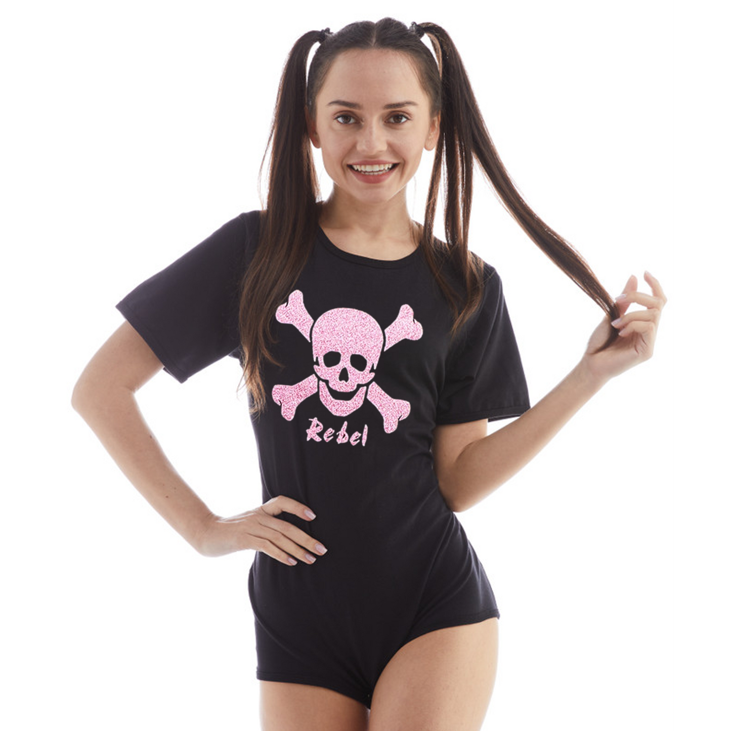 Rearz - Unisex Glittery Pink Adult Bodysuit - Pink Rebel