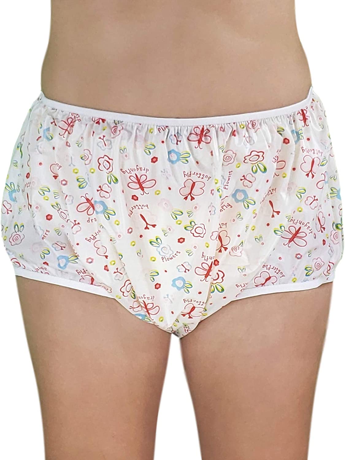 YOUTHFUL ADULT PLASTIC PANTS BUTTERFLY PRINT - DIAPER COVER - S T0 4XL NEW